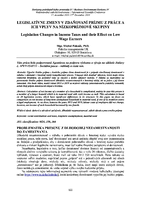 Legislatívne zmeny v zdaňovaní príjmu z práce a ich vplyv nízkopríjmové skupiny